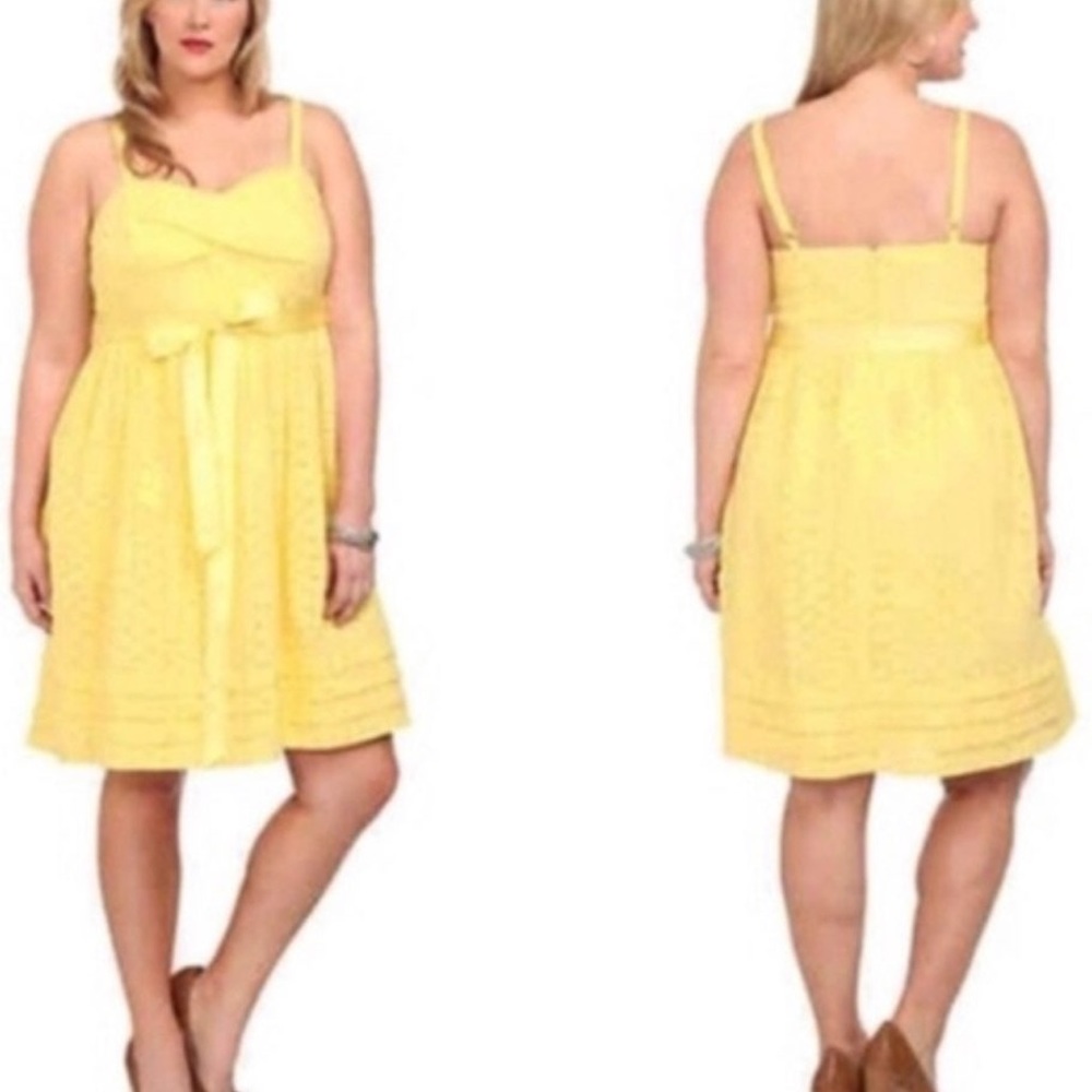 Torrid Yellow Tulle Lined Eyelet Retro Pinup Dress 26